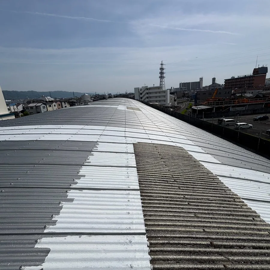 倉庫屋根の波板・明り取り替え工事 施工前